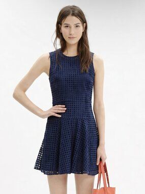 NWT Madewell Eyelet Sunshade in Navy Blue Sleeveless Fit & Flare Dress 2